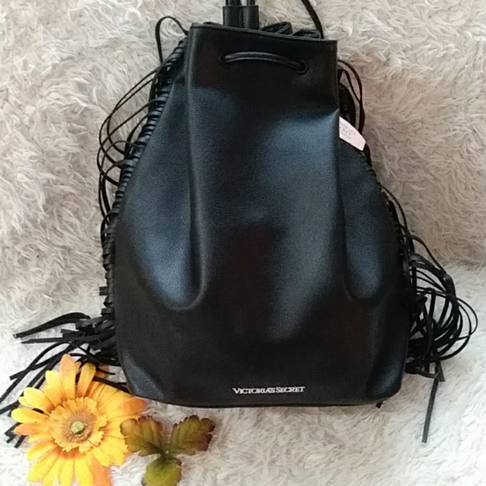 Victoria Secrets Fringed Drawstring Backpack - Picture 2 of 6